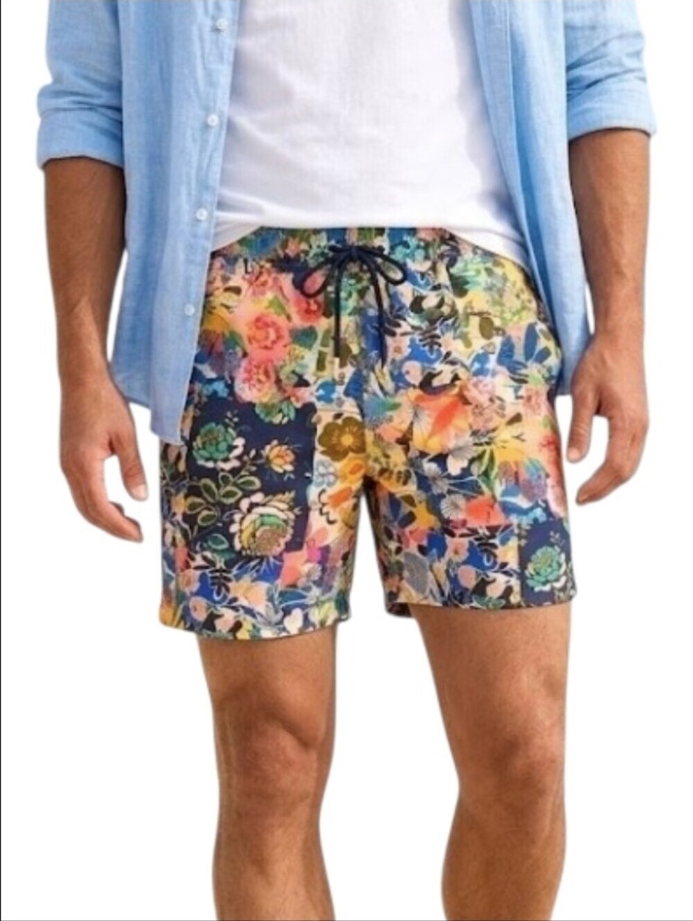 Johnny Was Men's Floral Patchwork Swim Shorts - Multicolor NWT